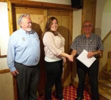 President Kevin welcomes new member Lara Pritchard, accompanied by proposer Alwyn